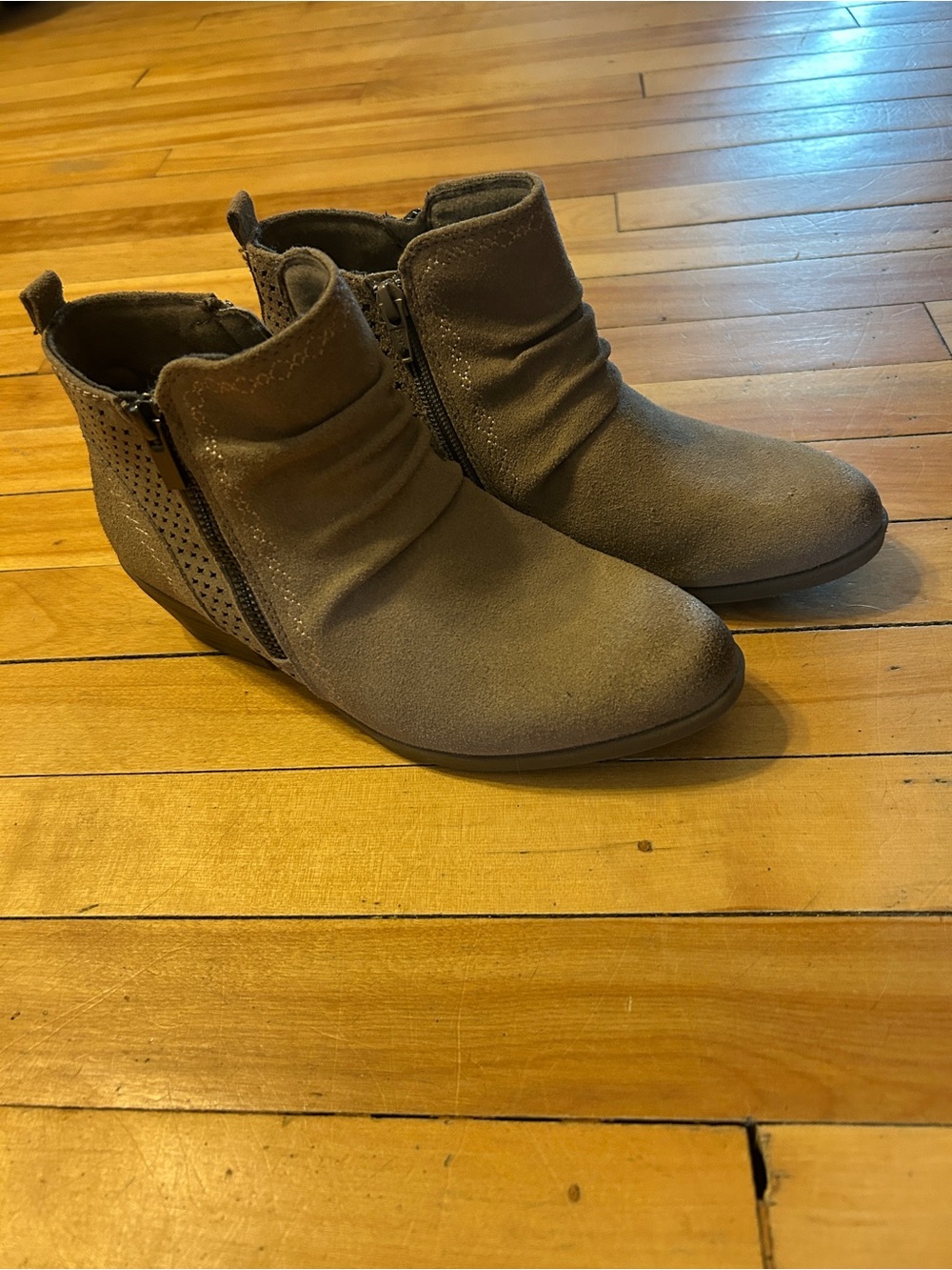 Women's Suede Ankle Booties with Side Zip